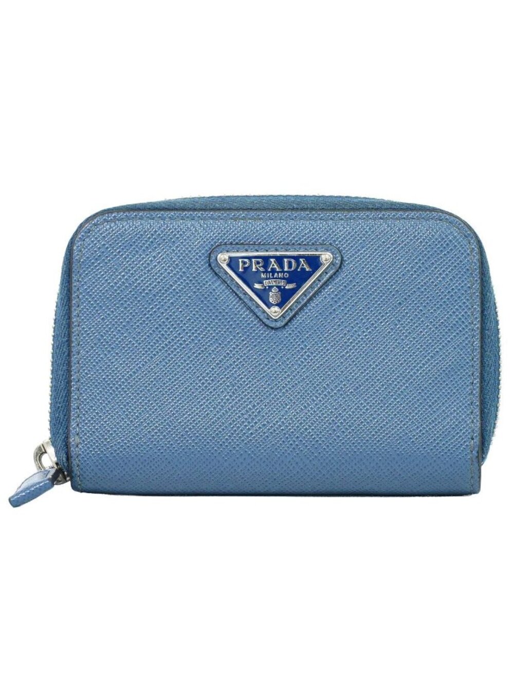 Prada Leather Zip Around Coin Purse Blue